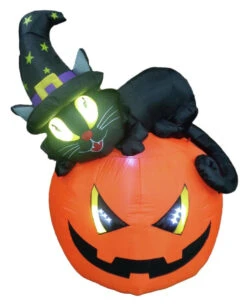 Aufblasbarer Kürbis Mit Hexenkatze 150cm