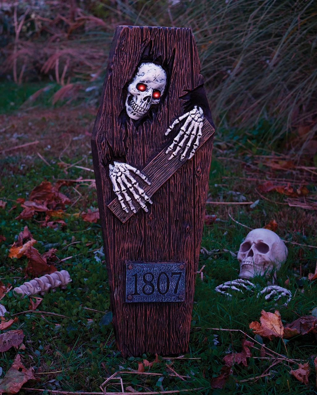 Skelett Aus Dem Sarg Ausbrechend Mit LED Augen – Bild 2