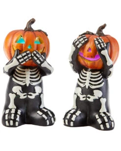 Kürbis Skelett Mit LED Licht 15cm 1 St.