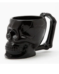 Schwarze Totenschädel Tasse Mit Knochenhenkel