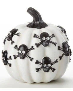 Kürbis Mit Totenschädeln Weiß 13cm